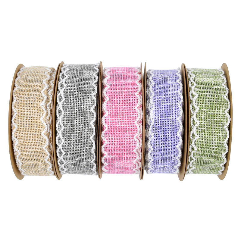 Cross-border new style imitation linen belt fabric flowers home decoration imitation ear linen belt in stock 10 size