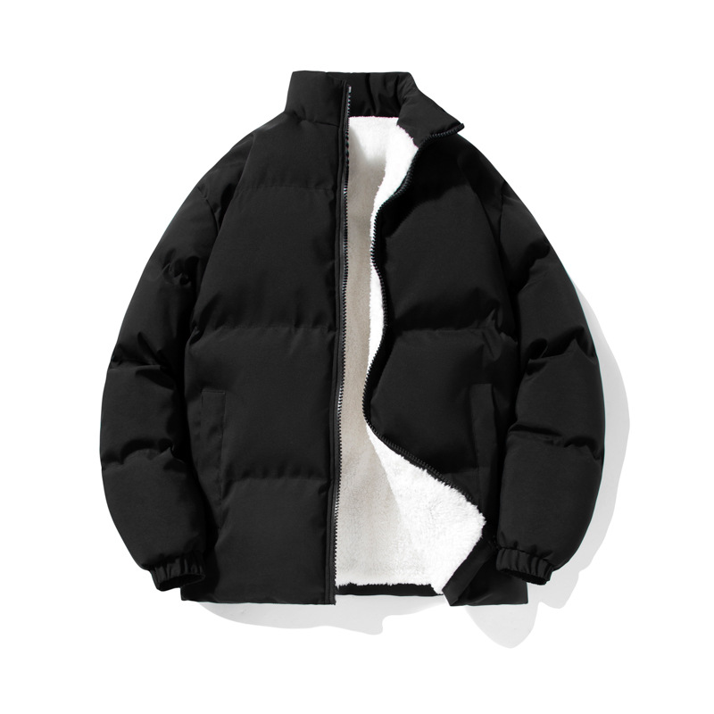 Lambswool stand collar cotton-padded coat men's autumn and winter fashion brand couple's cotton-padded coat thickened fleece-lined bread coat