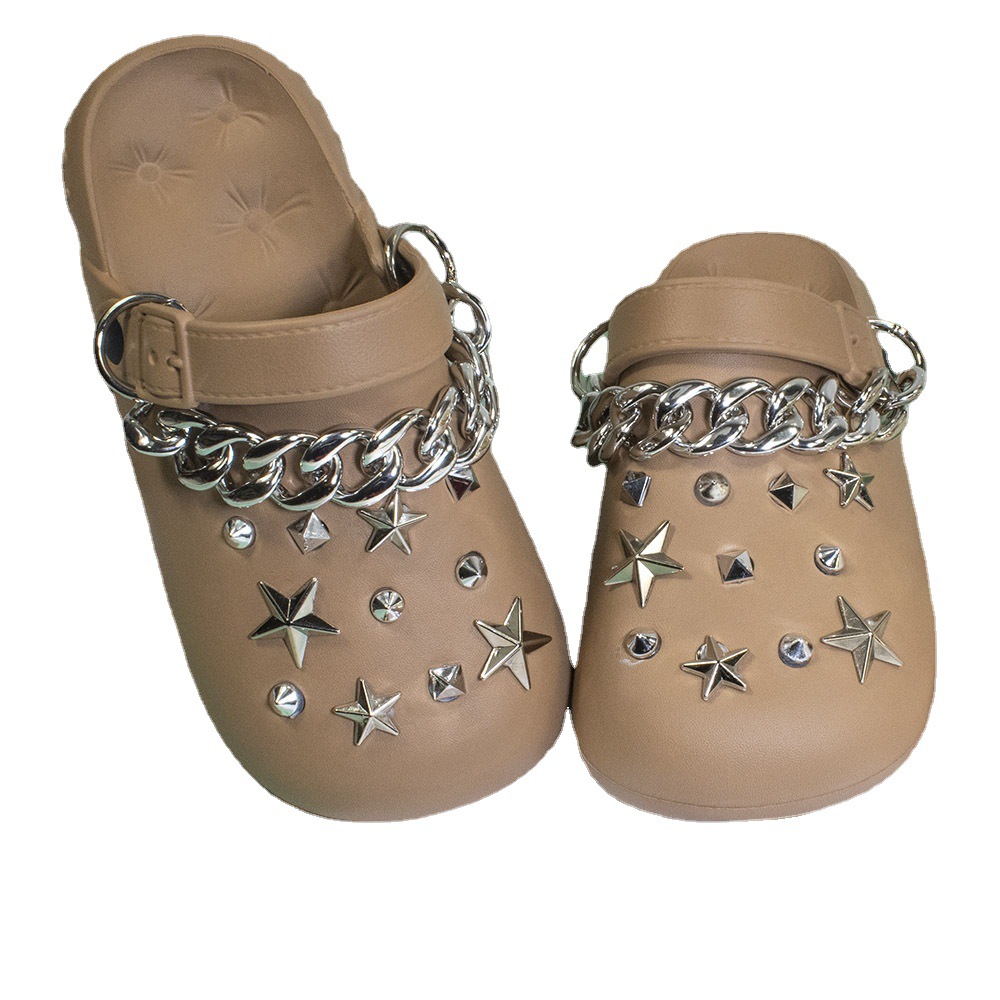 Hot Sale Hole Shoes DIY silver Thick Chain Vintage Accessories Shoe Flower Decoration Detachable Punk Shoe Buckle Rivet