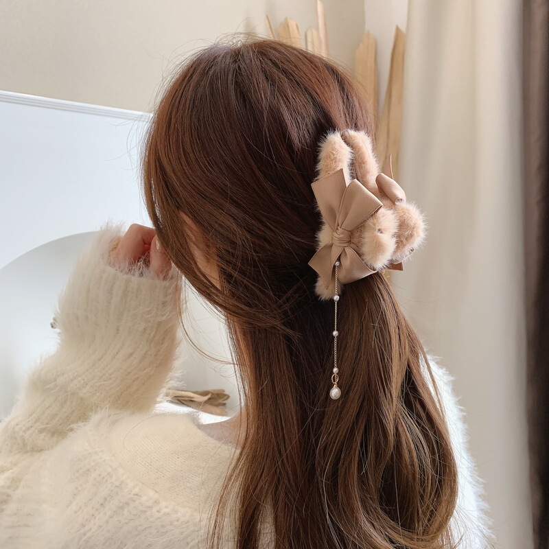 秋/冬ふわふわヘアアクセサリートレンディなヘア爪クリップ女性のための後頭部サメクリップファッショナブルなヘアピン|undefined