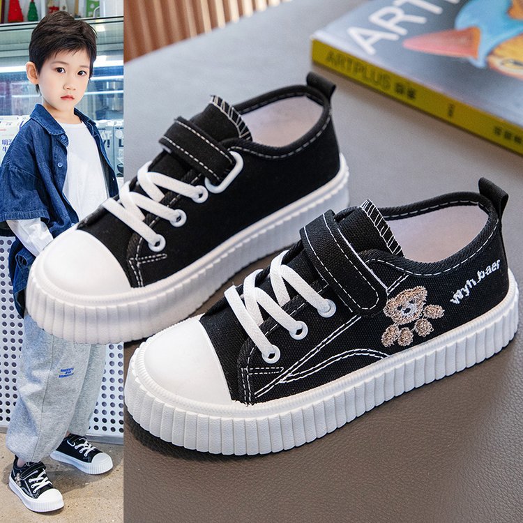 Korean Style Children's Canvas Shoes 2023 Summer New Arrival Girls' Cloth Shoes Fashion Boys' Board Shoes Soft Sole Boys' Children's Shoes Trendy