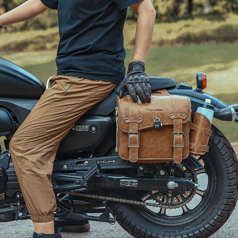 West Rider Motorcycle Retro Bilateral Bag Motorcycle Carrying Bag Motorcycle Side Bag Large Capacity Leather Storage Bag Equipment
