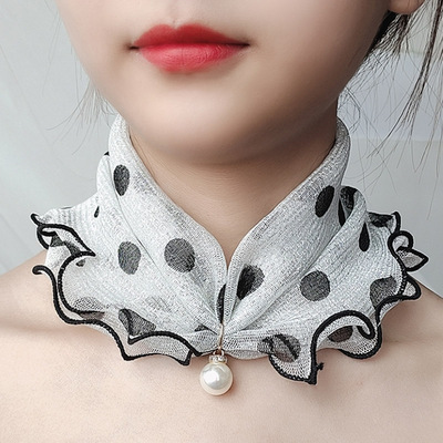 Scarf Women's Autumn and Winter Korean Style Mesh Turtleneck Scarf Neck Sleeve Cervical Scarf Spring Thin All-match Pendant Scarf