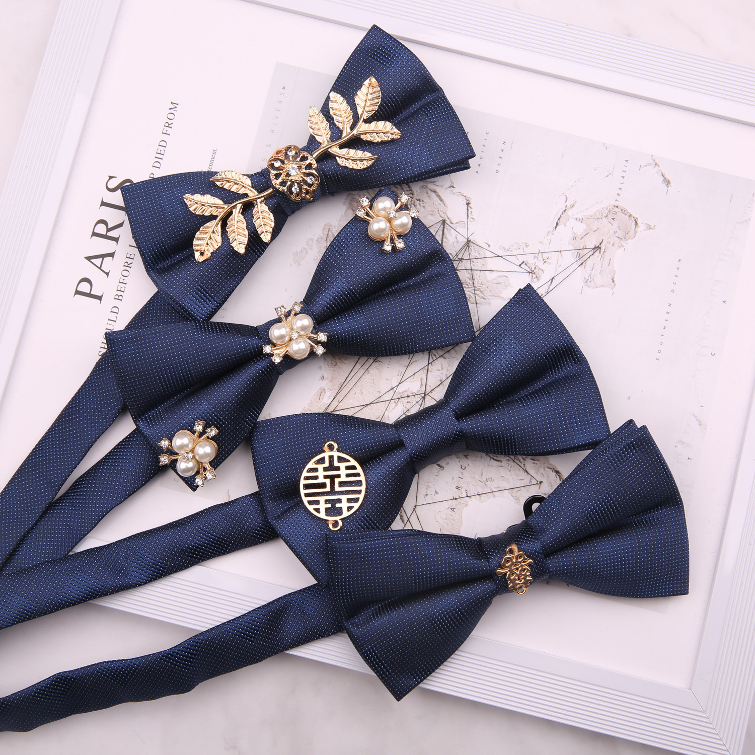 Bow tie men's Korean bridegroom wedding bow personality decoration stage wine red black happy blue mosaic