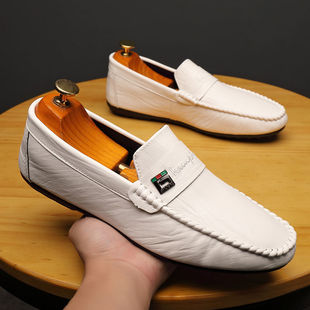 Shoes Men's Spring New Men's Shoes Korean-style All-match Men's Casual Leather Shoes Slip-on Driving Lazy Shoes
