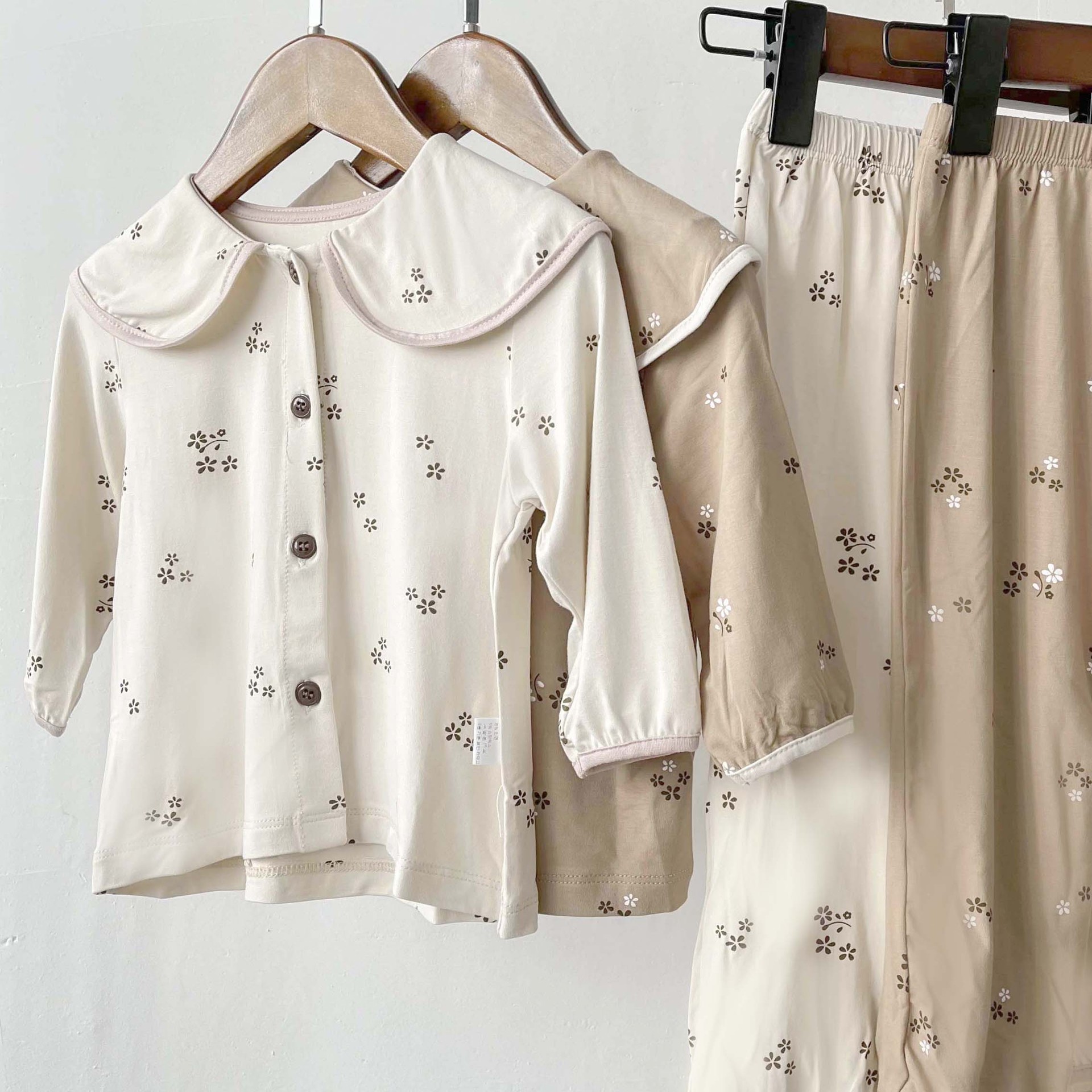 Minicowmother Korean Style Children's Pajamas Autumn Base Winter Home Clothes Baby Antibacterial Air-conditioning Clothes Children's Suit