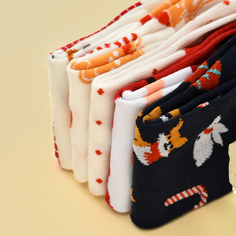 Autumn and Winter cartoon Christmas socks Christmas socks elk mid-calf socks Christmas women's socks cross-border foreign trade