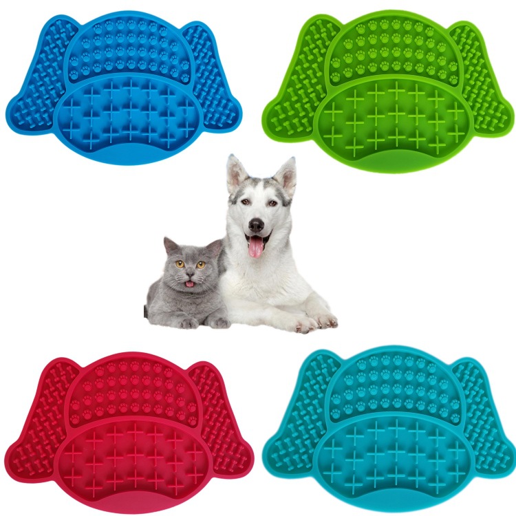 Silicone dog head pet licking pad silicone Slow Food pad dog bath distraction licking pad silicone slow food plate anti-choke anti-overflow