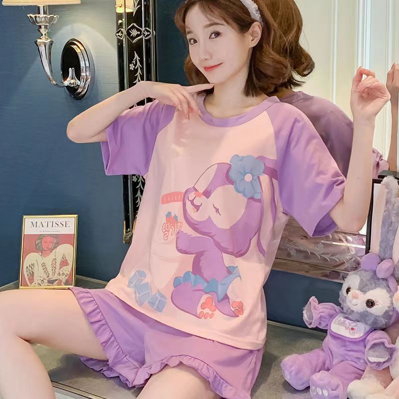 メーカー卸売りパジャマ女性夏の薄い半袖かわいいお姫様風特別サイズ女性夏のホームウェアセット|undefined