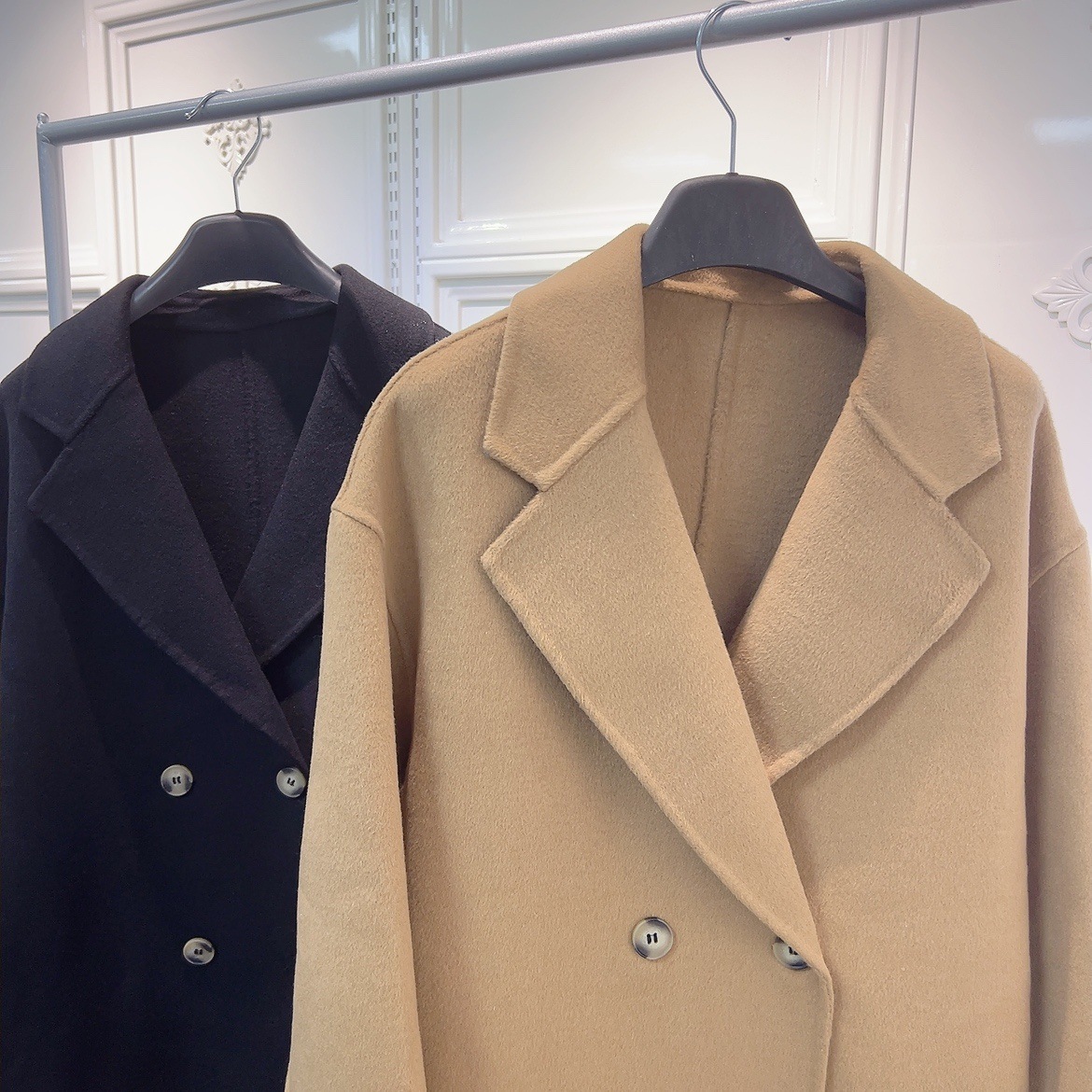 Cappotto magazzino trasparente Dongdaemun cappotto di lana double face di alta qualità da donna cappotto di lana di media lunghezza largo in stile coreano alla moda_voghion.com