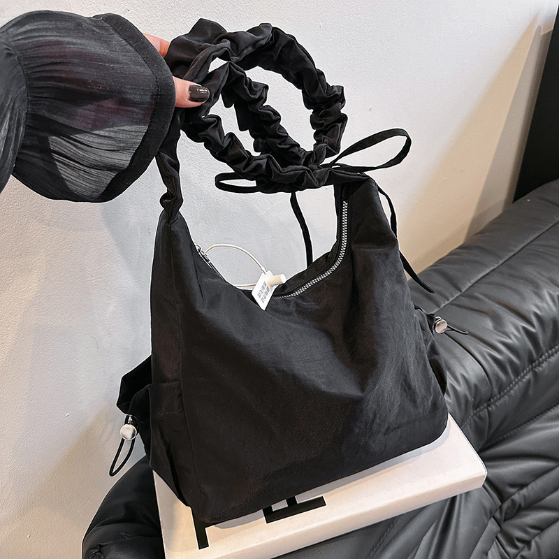 South Korea Spring High-end Niche Underarm Women's Bag New Drawstring Shoulder Strap Folded Bag Women's Casual Fashionable Tote Bag