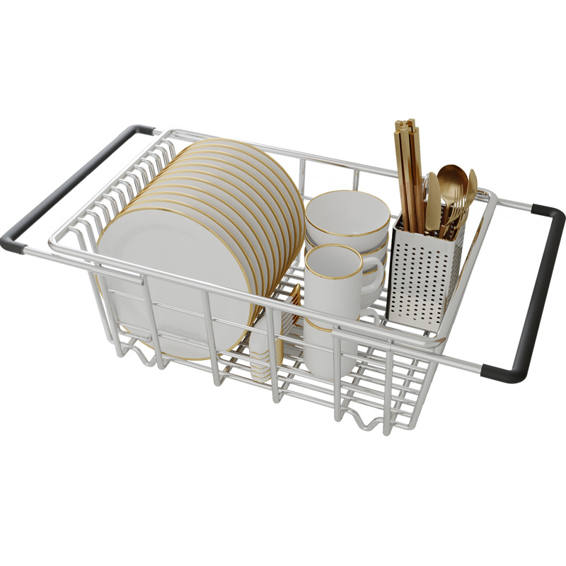 Sink Drain Basket Sink Drain Bowl Rack Retractable Stainless Steel Kitchen Storage Rack Dishes and Dish Dish Filter Water Storage