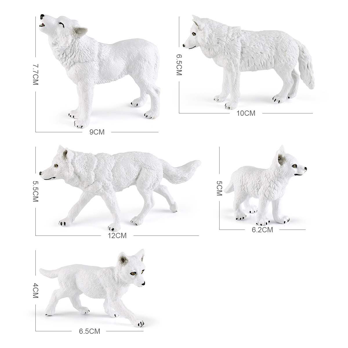 跨境仿真野生动物北极狼模型儿童科教认知白狼桌面装饰摆件玩具