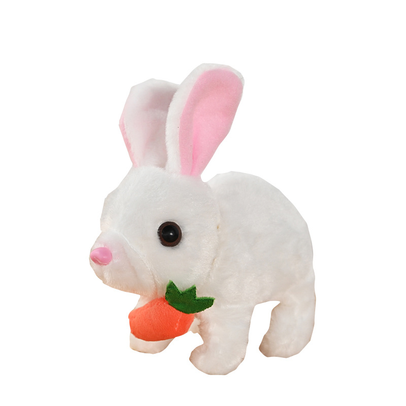 Plush electric small white rabbit simulation pet radish rabbit will run will call children play house girl pet toy