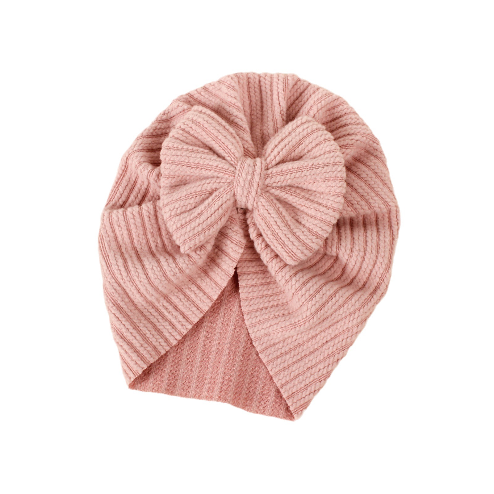 Amazon new children's hat baby knitted striped fabric bow pullover hat newborn Indian tire hat
