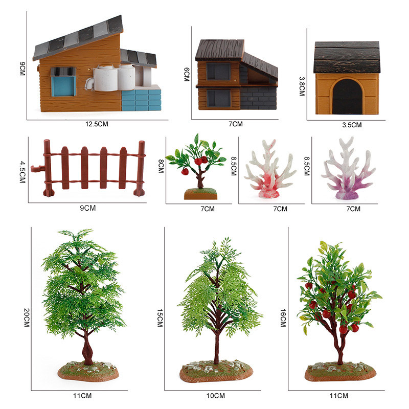 仿真家禽农场道具绿植狗屋房屋围栏模型套装DIY微观沙盘道具摆件