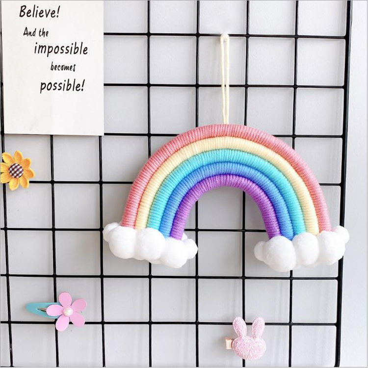 ins Decoration Nordic Style Clouds Rainbow Home Decoration Children's Room Decoration Pendant Woven Hanging Wall Decoration Hanging Decoration