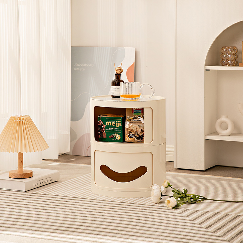 Nordic bedside table small round simple narrow cabinet mini plastic locker multi-layer Internet celebrity simple storage cabinet