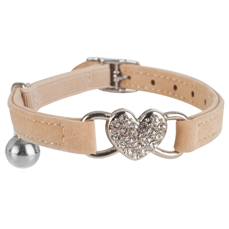 Pet Collar Drill Love Flocking Cat Collar Pet Love Bell Cat Collar Cross-border Pet Supplies