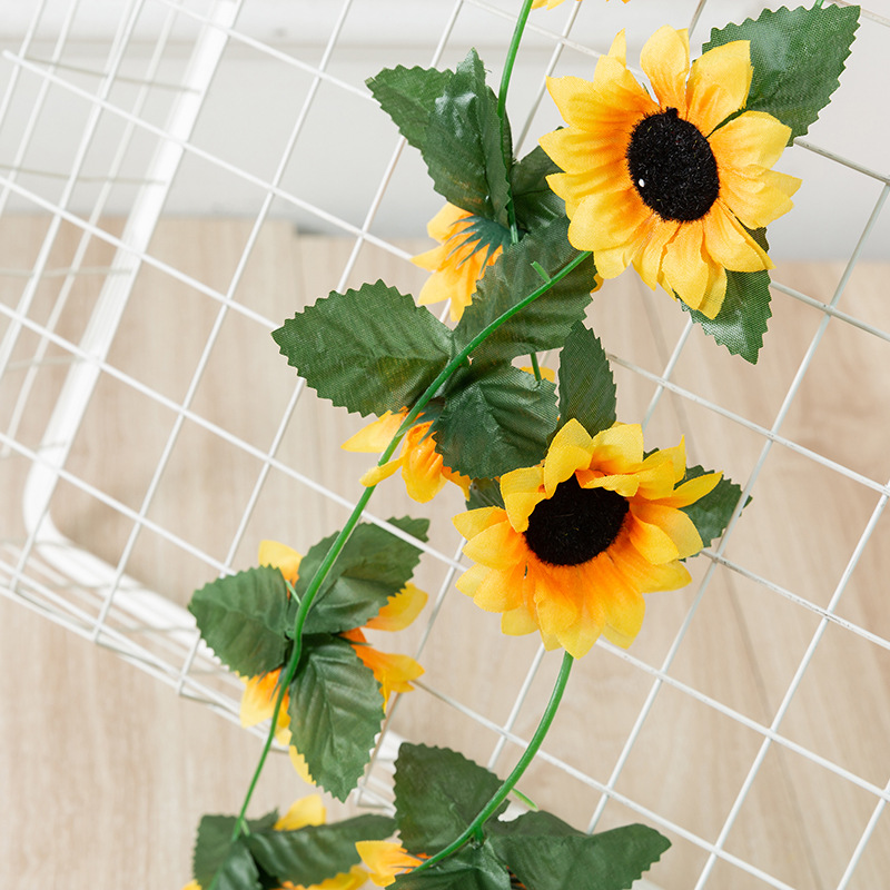Imitation Sunflower Rattan Wholesale Homestay Loft Decoration Silk Cloth Flower Vine Sunflower Vine Garden Style Flower Vine