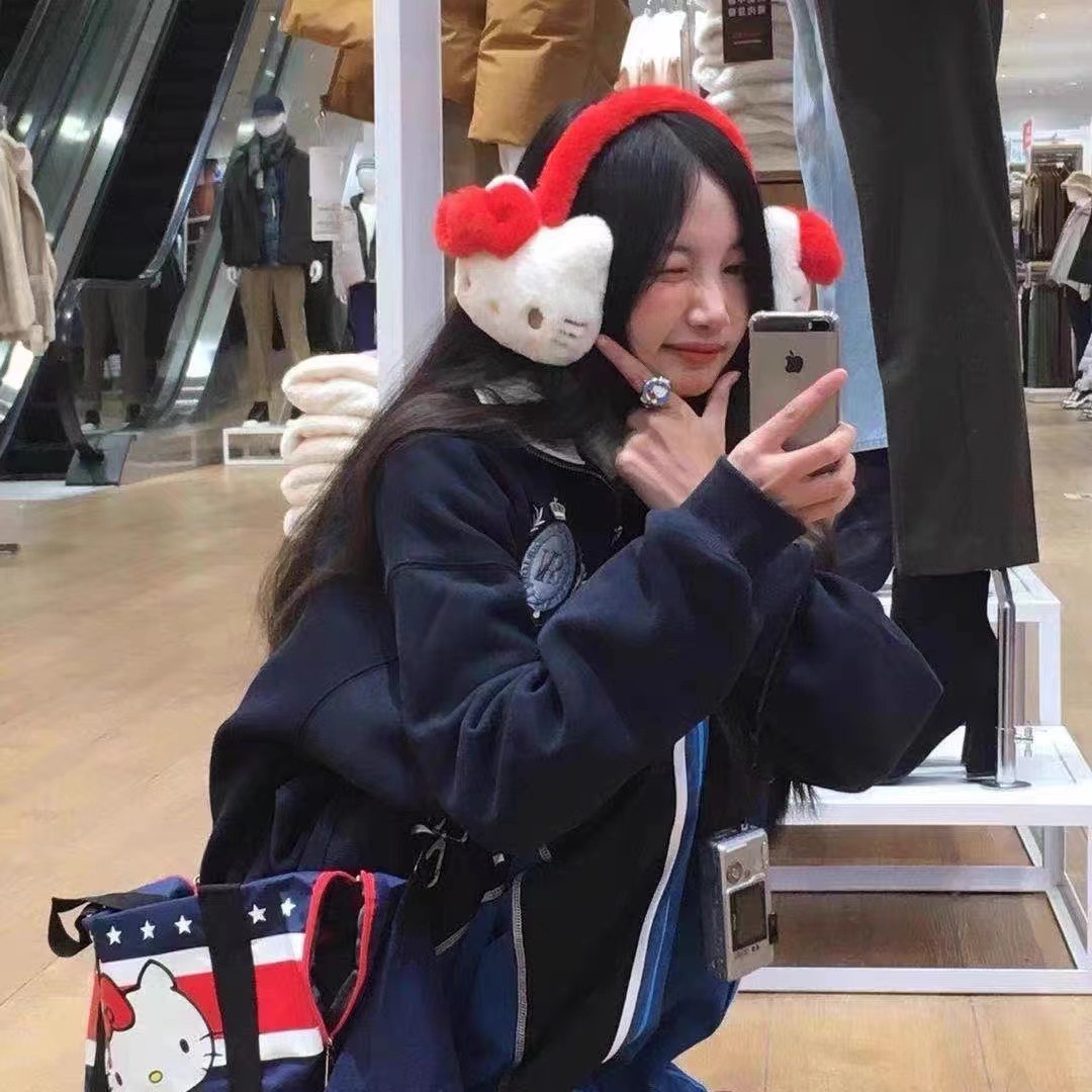 Cute Cartoon Kitty Cat Winter Warm Ear Cover Foldable Anti-Frost Ear Muff for Girls