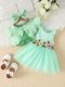 Cross-border INS baby girls' summer waist flower vest mesh dress coat hair accessories fashion