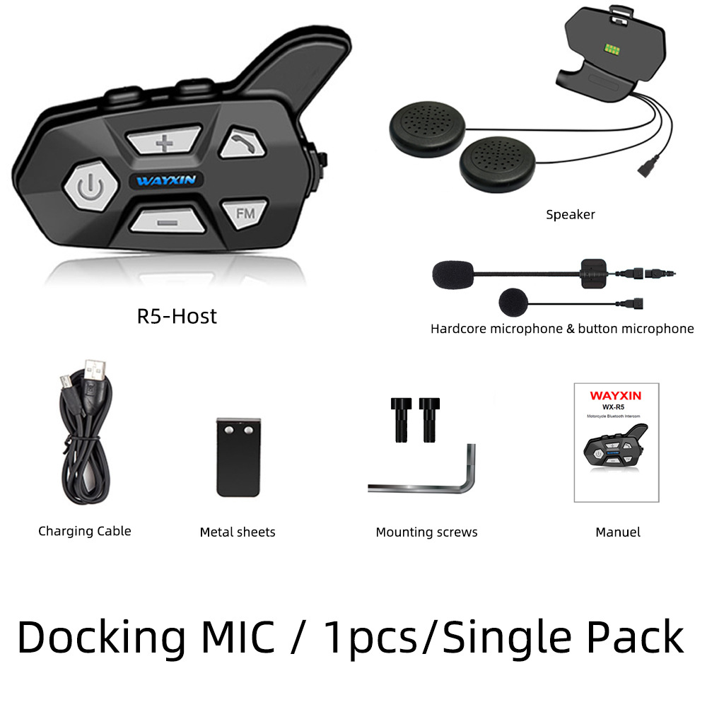 Interfon Bluetooth pentru cască de motocicletă WAYXIN R5, căști Bluetooth, căști pentru motocicletă_voghion.com