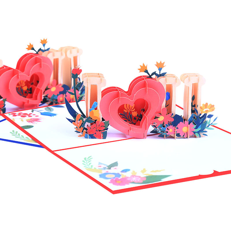 Factory supply Valentine's Day greeting card color printing 3D three-dimensional cross-border love blessing card paper carving ILOVEYOU card