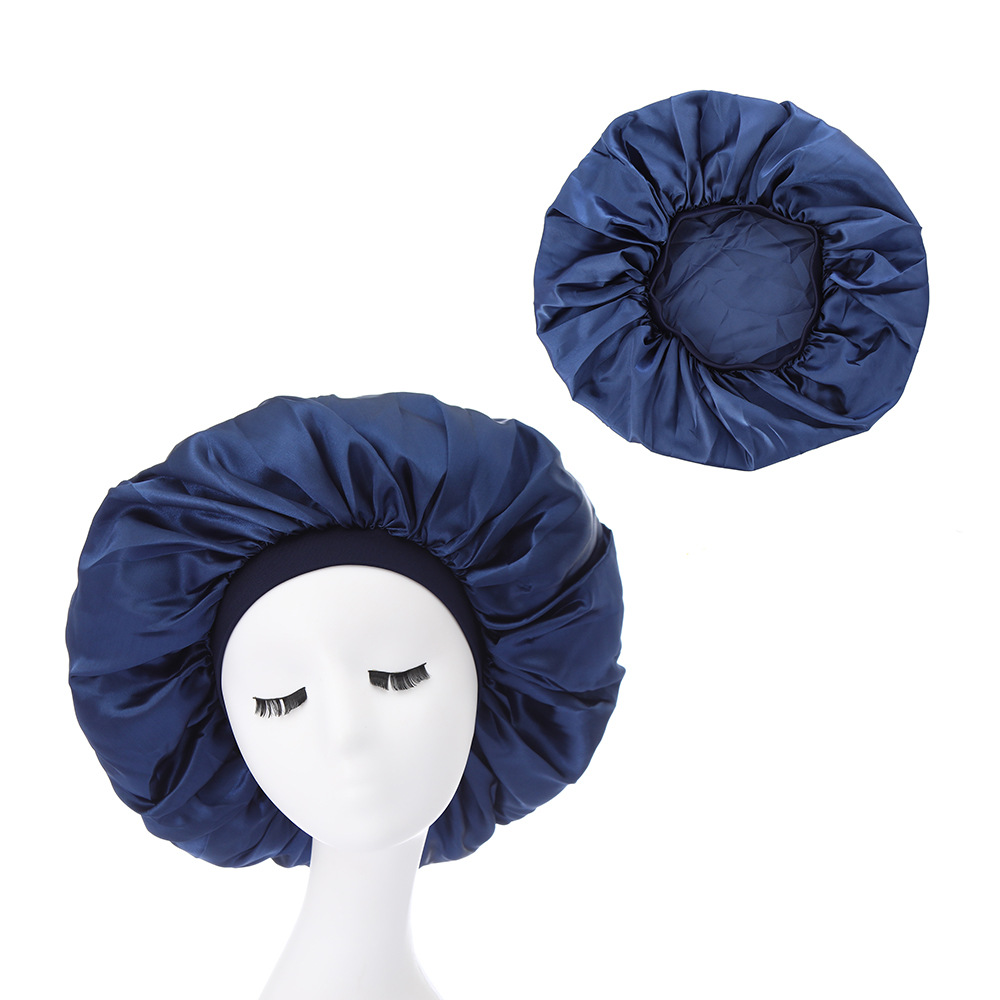 Extra large satin round hat elastic wide brim nightcap solid color chemotherapy hat