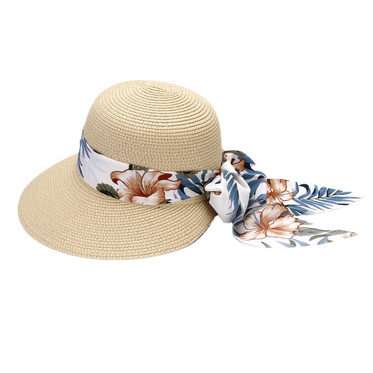 Hat Women's Summer Korean-style Sun Hat Bow Peach Hat Travel Sun Hat Beach Seaside Straw Hat