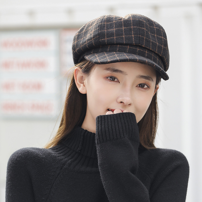 Autumn and winter women's hat fashion octagonal hat female British Korean Japanese beret fashion simple peaked cap wholesale