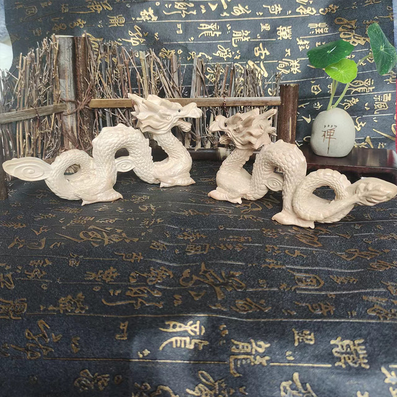 Peach wood dragon zodiac dragon ornaments dragon wood carving log hand-carved dragon lacquer-free zodiac mascot