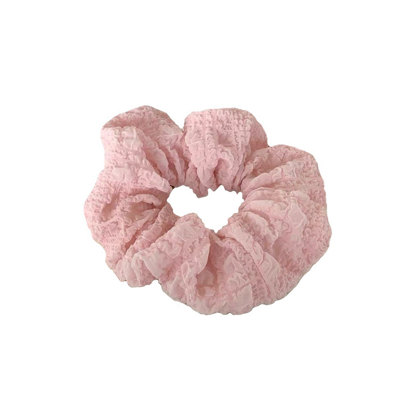 High-grade Cream Puff Fold Large Intestine Hair Ring Spring and Summer Solid Color Simple Wrinkle Fresh Candy Color Fat Intestinal Ring for Women
