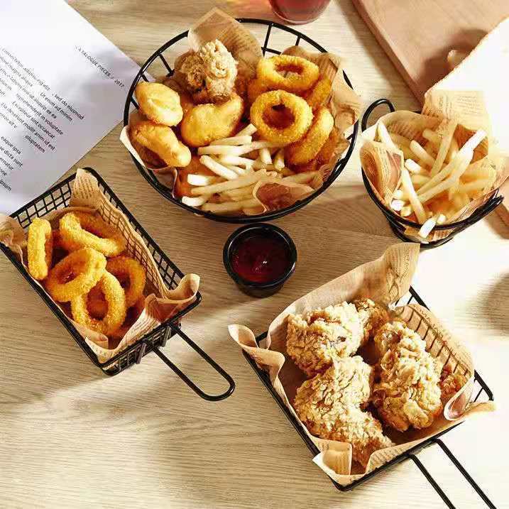 Creative Snack Basket Fries Fried Chicken Snack Basket Iron Storage Basket Internet Celebrity Restaurant Snack Basket Storage Basket