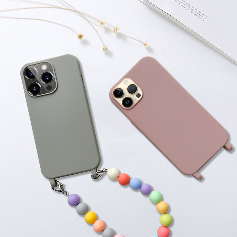 Rainbow anti-lost lanyard mobile phone case 16promax hand bowl 15plus for Apple 14 chain mobile phone case lanyard