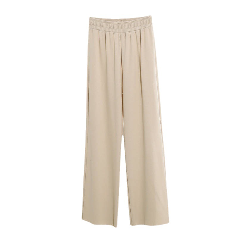 Ice Silk Wide-leg Pants Women's Summer Student's Korean-style Drooping Loose All-match High Waist Elasticated Thin Straight Pants Ankle-length Pants