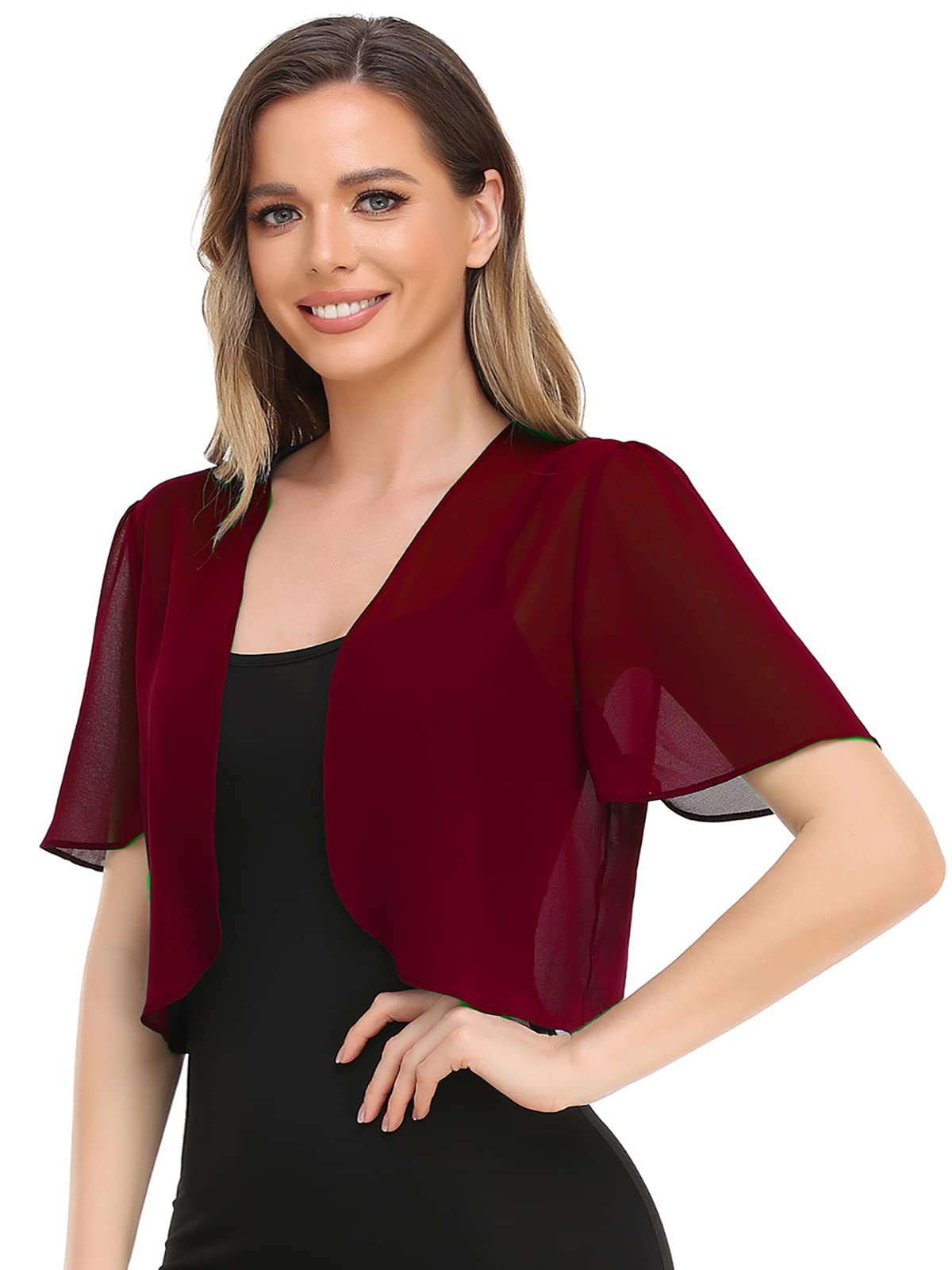 Simple European and American women's sun protection short shawl multi-color thin bridal chiffon cloak daily outer cardigan