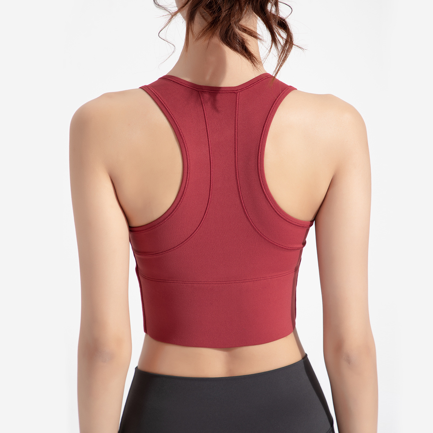 2023 new antibacterial sports underwear women's shockproof high strength running yoga vest nude front zipper bra