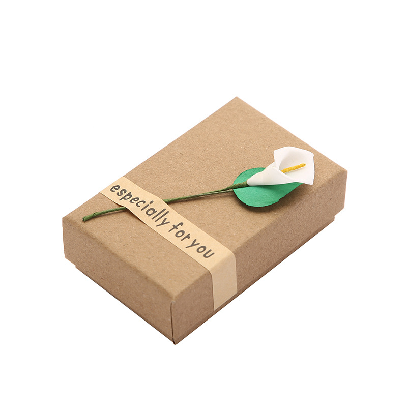 Spot wholesale handmade vintage kraft paper decals jewelry box ring box necklace pendant box classic jewelry box