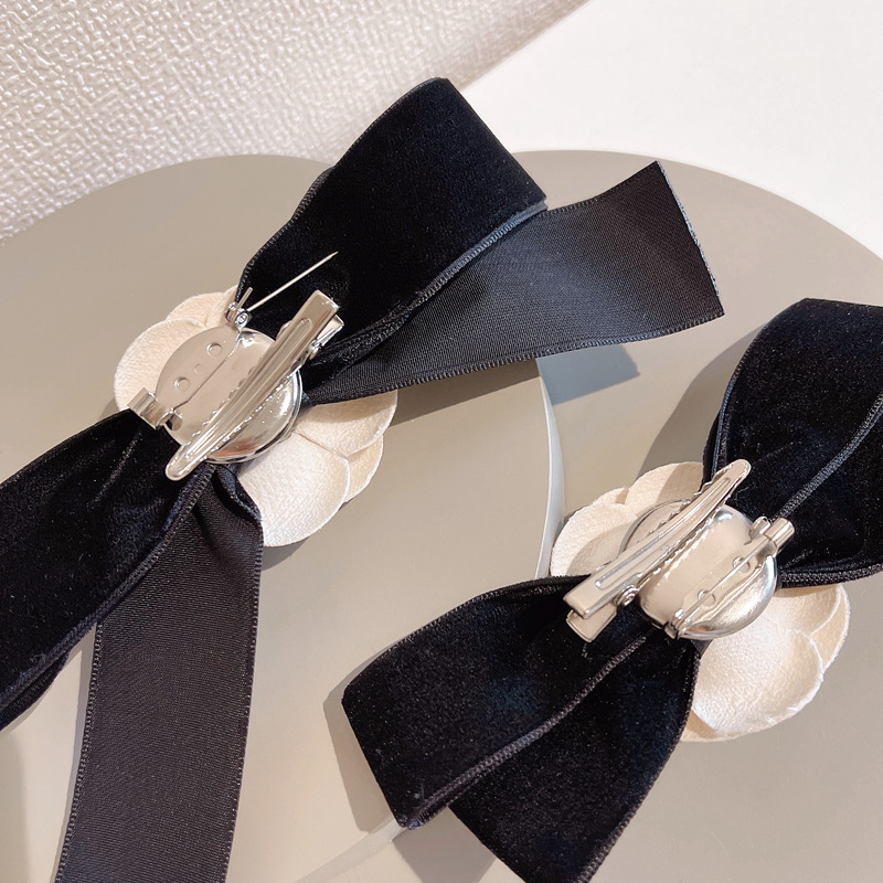 Korean-style Camellia Brooch Vintage Velvet Fragrant Style Bow Tie Corsage Pin All-match Bow Collar Flower Accessories for Women