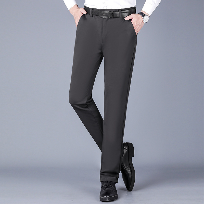 2023 autumn and winter New elastic men's casual pants young and middle-aged men's pants thick men's straight long pants