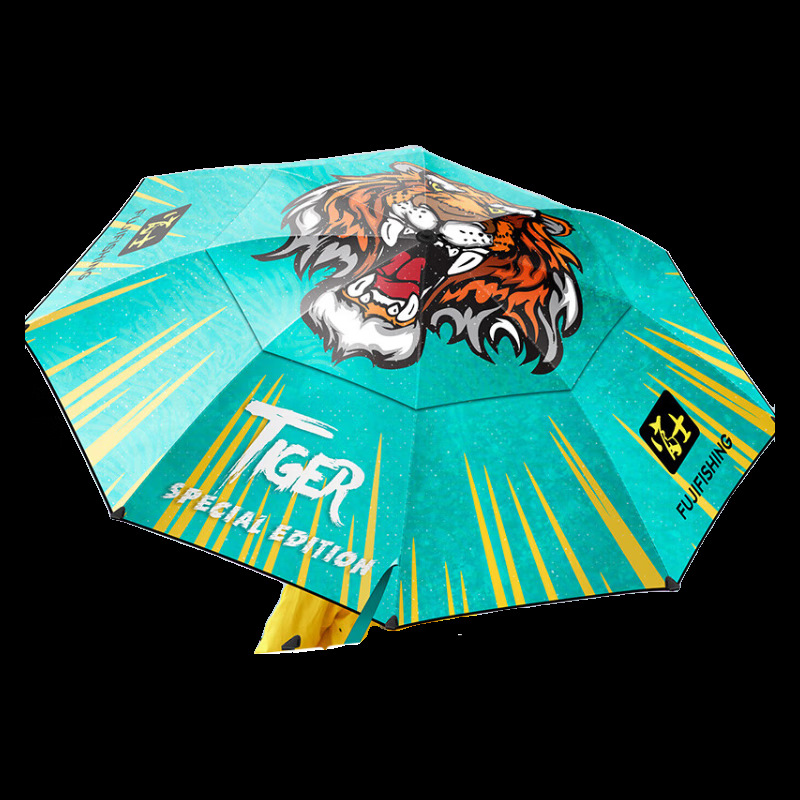 Fuji Tiger Head Fishing Umbrella Large Fishing Umbrella Universal 2023 New Thickened Sun Protection Rainstorm Umbrella Stopped Folding Fishing