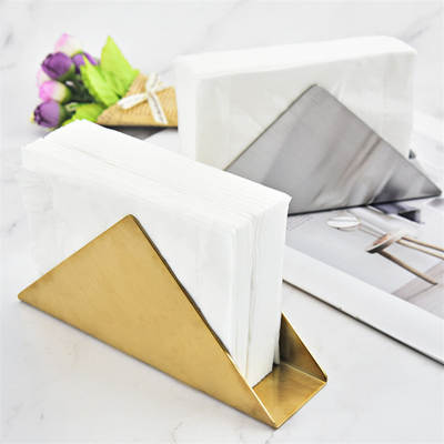 Nordic Golden Stainless Steel Triangle Vertical Tissue Holder Restaurant Hotel Metal Tissue Holder Paperboard Tissue Holder