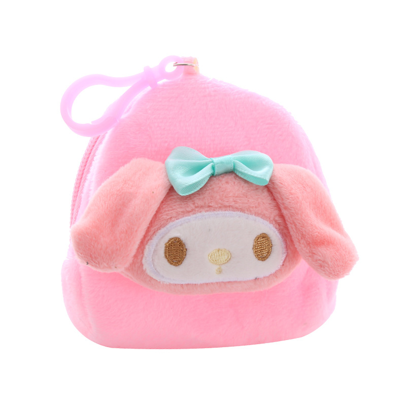 New plush Sanrio backpack coin purse cute mini cartoon earphone storage bag keychain pendant wholesale