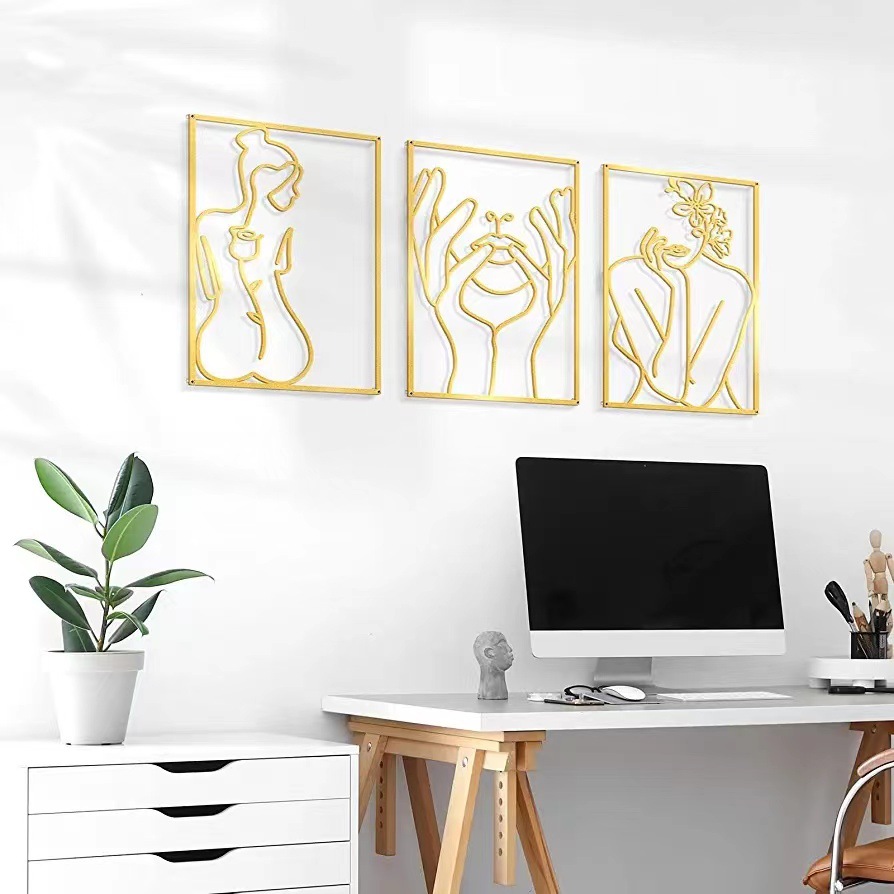 Cross-Border dedicated to minimalist art women's line background wall decoration pendant modern simple iron wall decoration