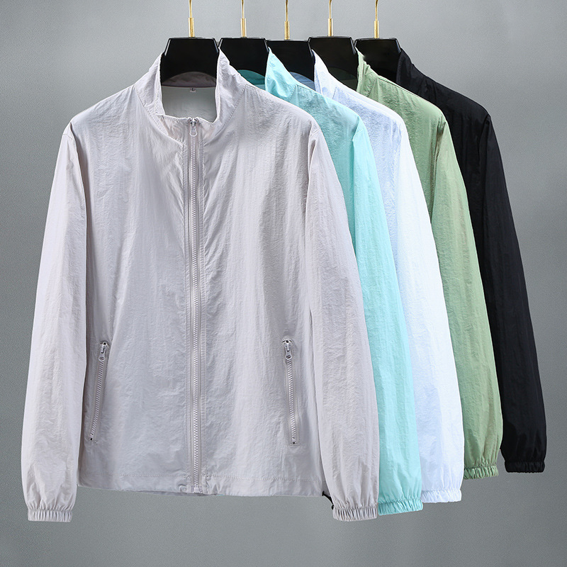 Factory direct new sunscreen men's large size skin clothing ultra-thin stand collar couples outdoor clothing to print LO