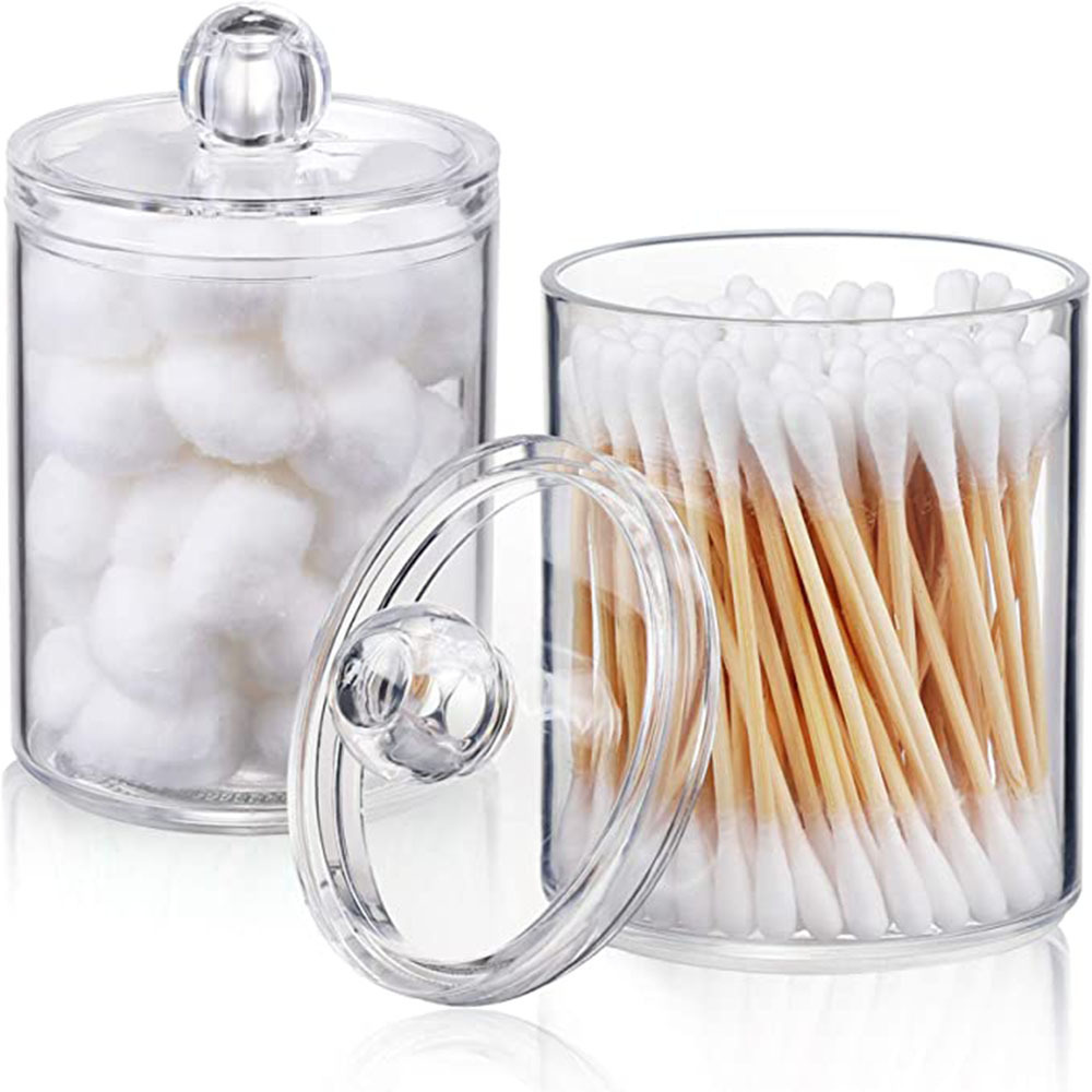 PS makeup cotton swab storage box multiple combinations cotton ball cotton swab cleansing cotton floss transparent storage portable round