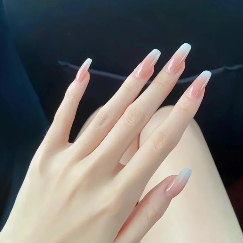 Wear nail nail patch finished wholesale long ballet nail powder tender simple gradient nail fake nail 24 pieces