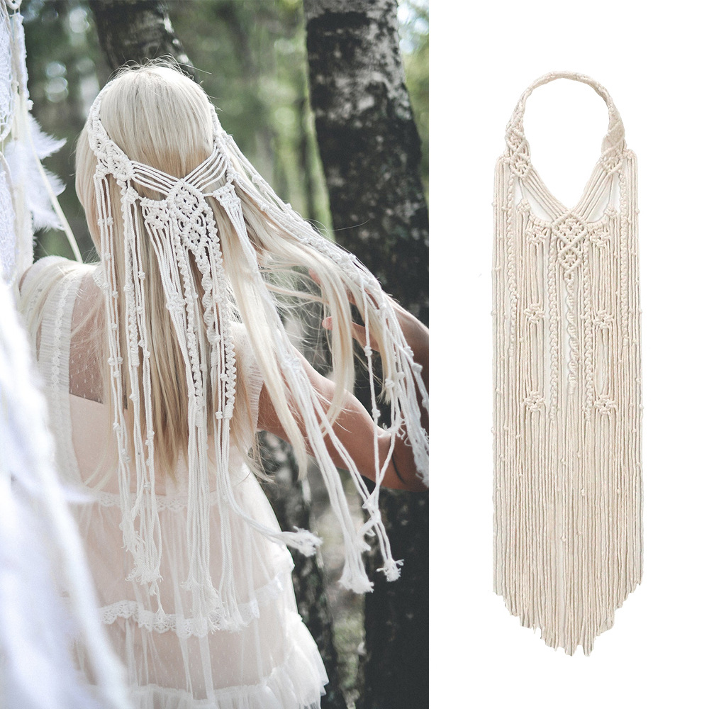 Cross-border New Bohemian Style Hand-woven Hair Band Cotton Rope Hair Accessories Nordic Wedding Headwear Amazon Source