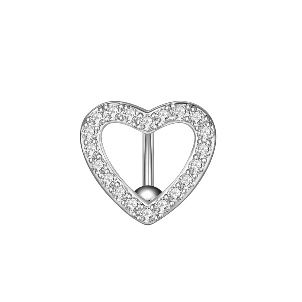 Cross-border new heart-shaped zircon navel nail navel ring puncture jewelry online wholesale